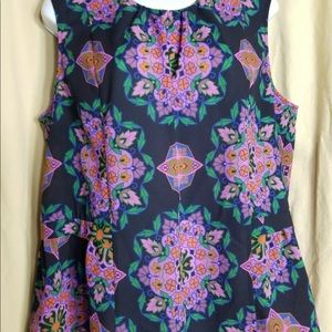 J Crew Woman sz 14 top flowing swing black floral